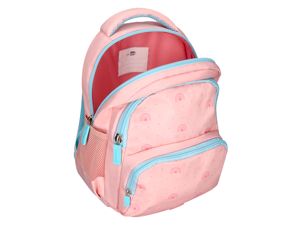 MOCHILA ESCOLAR LIDERPAPEL MULTIBOLSILLO INFANTIL ROSA RAINBOWS 350X110X270 MM